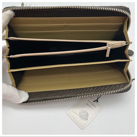 Genuine Python Leather Zip Around Wallet - Picture 4 of 5